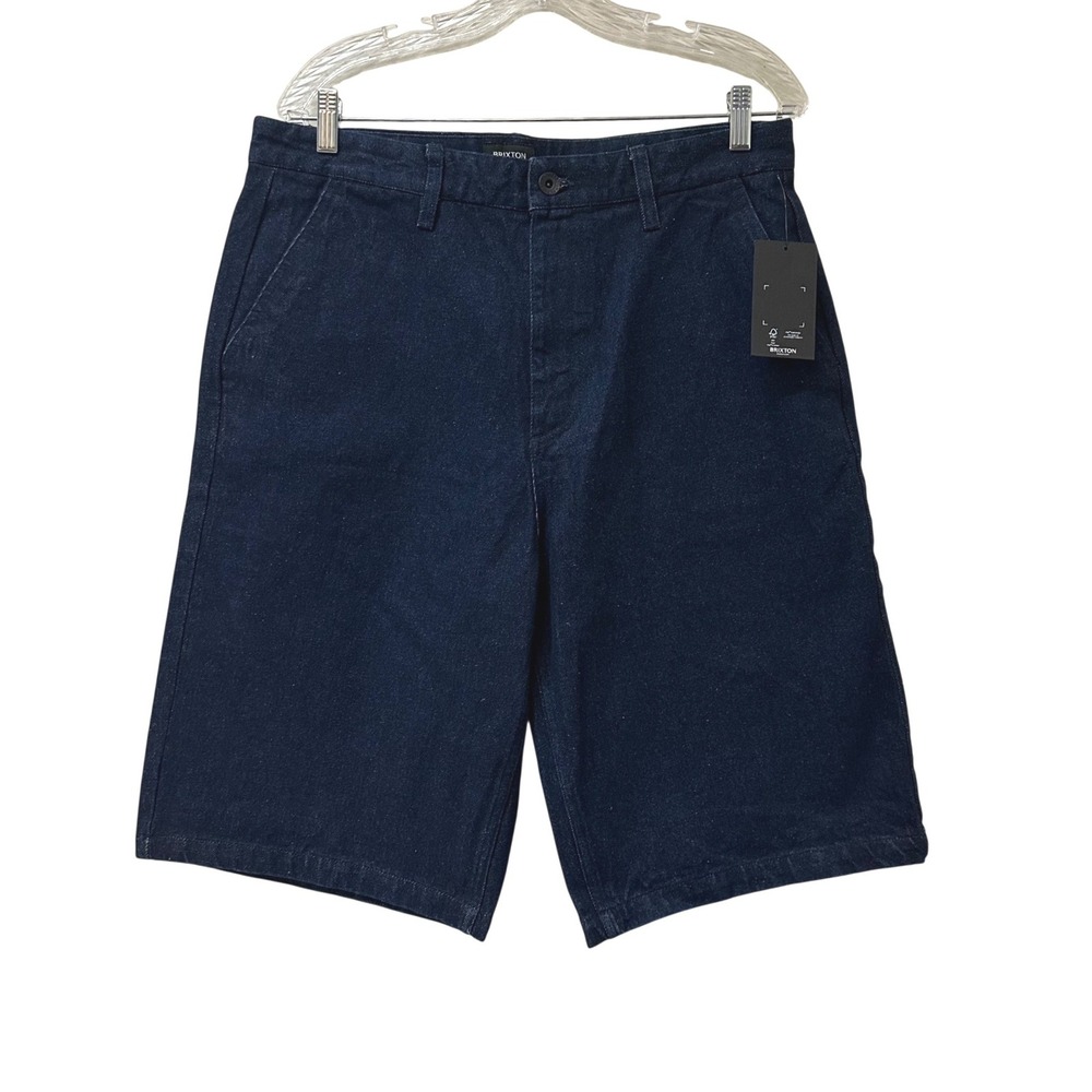 Brixton Men's Baggy Fit Rinsed Denim Shorts Indigo Blue 100% Cotton Size 32 NWT